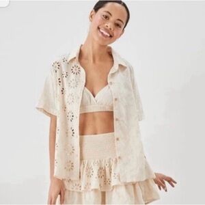 American Eagle Eyelet Button Down